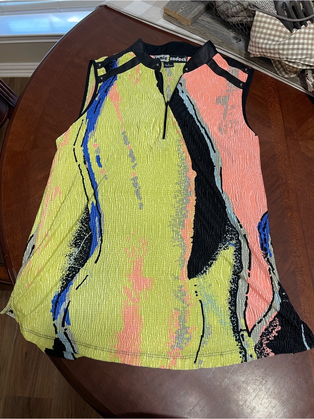 Jamie Sadock Crinkle Studded 1/2 Zip Sleeveless Golf Polo XL